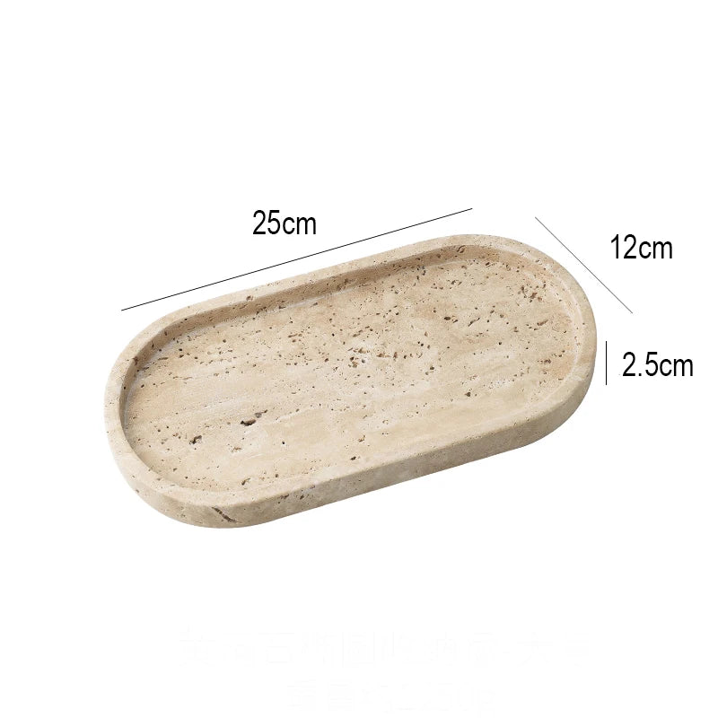 Elegant Travertine Marble Tray – Minimalist Luxury for Home Décor
