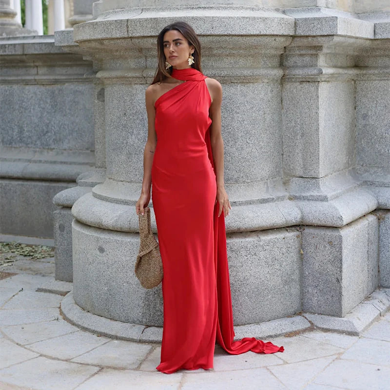 Moonlit Grace – Summer Halter Maxi Dress