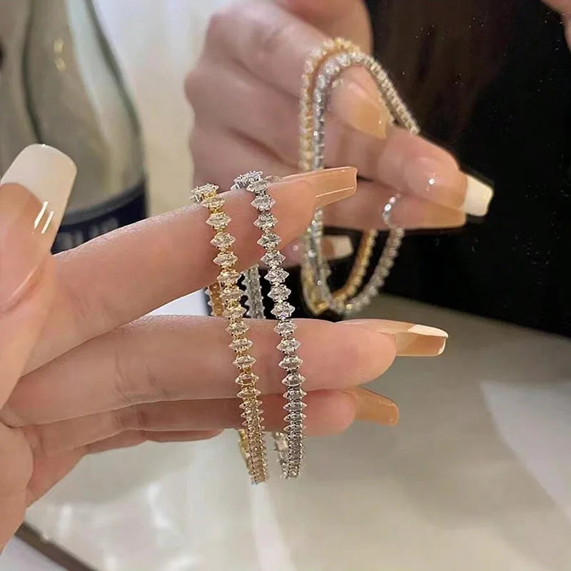 Luxury Geometric Rhinestone Charm Bracelet