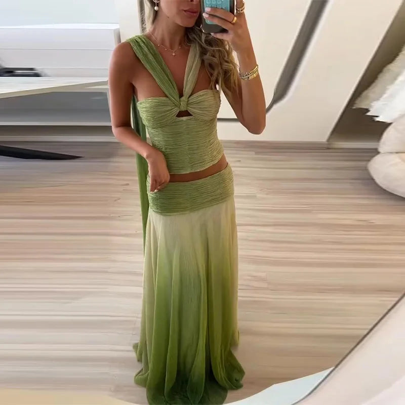 Beach Goddess Set – Gradient Maxi Look
