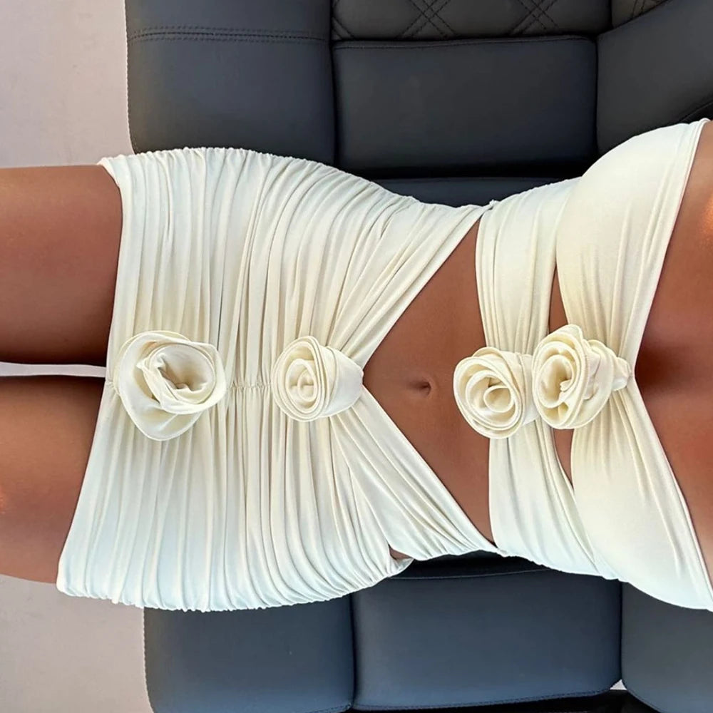 Floral Lace-Up Bikini Set