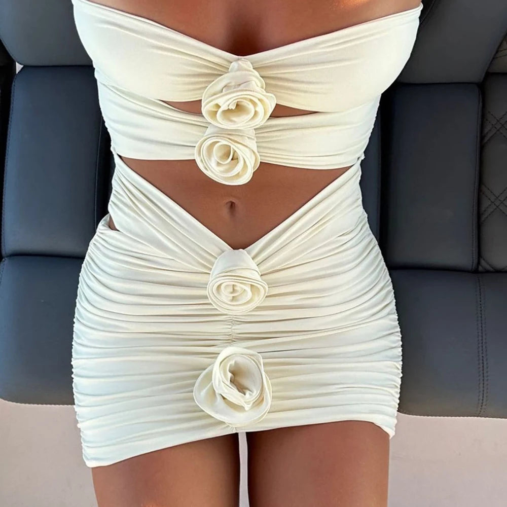 Floral Lace-Up Bikini Set