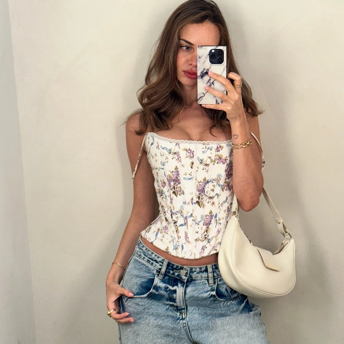 Floral Lace-Up Corset Crop – Summer 2025 Stunner!