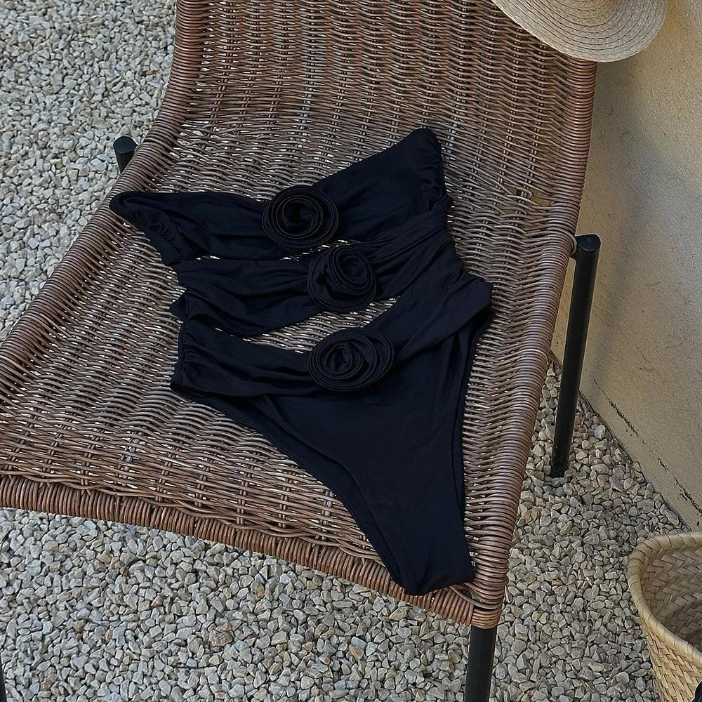 Floral Lace-Up Bikini Set